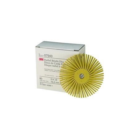 3M 3" Scotch-Briteâ„¢ Radial Bristle Discs 80 grade Medium Yellow 7543